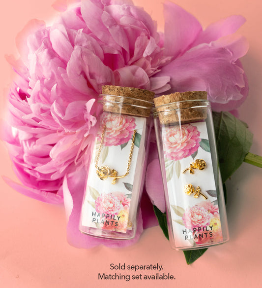 Peony earring studs and peony necklace charm