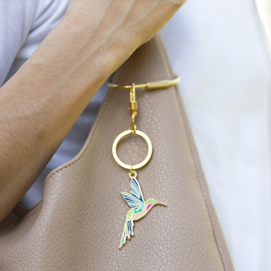 Hummingbird Enamel Keychain Bag Charm