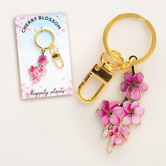 Cherry Blossom Enamel Keychain & Bag Charm