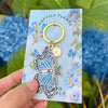Blue Morpho Butterfly Enamel Keychain