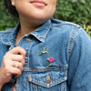 Hummingbird & Pink Lily Flower Enamel Pin