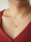 Peony Rose Flower Charm Necklace Gift Set