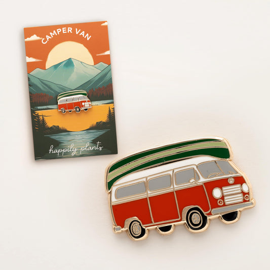 Camp Life Camper Van & Canoe Enamel Pin