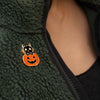 Spooky Black Cat in Pumpkin Halloween Pin