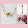 Peony Rose Flower Charm Necklace Gift Set