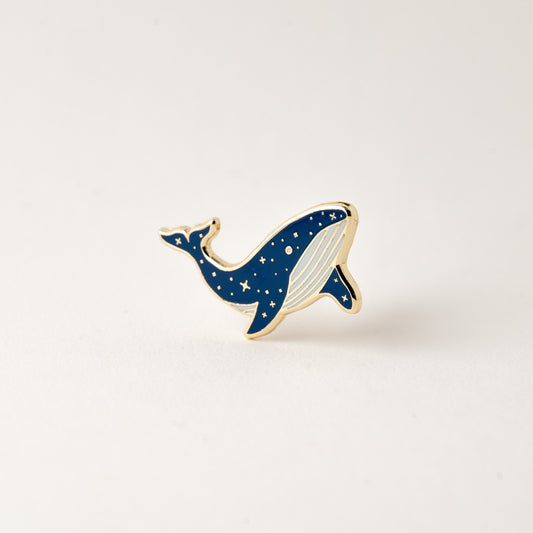 Blue Whale with Stars Lapel Enamel Pin