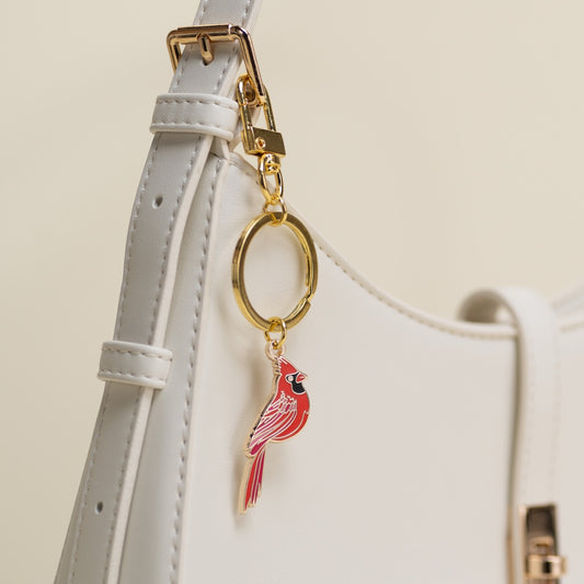 Red Cardinal Enamel Keychain and Bag Charm