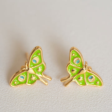 Luna Moth Earrings - 18K Gold