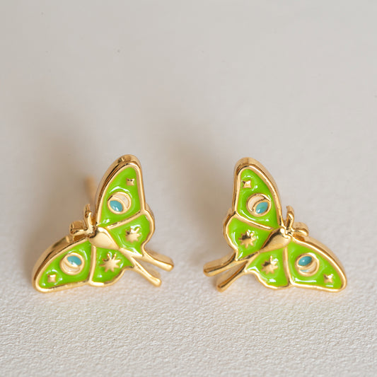 Luna Moth Earrings - 18K Gold