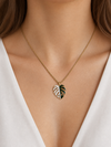 Variegated Monstera Albo Necklace 18k Gold, Stainless Steel