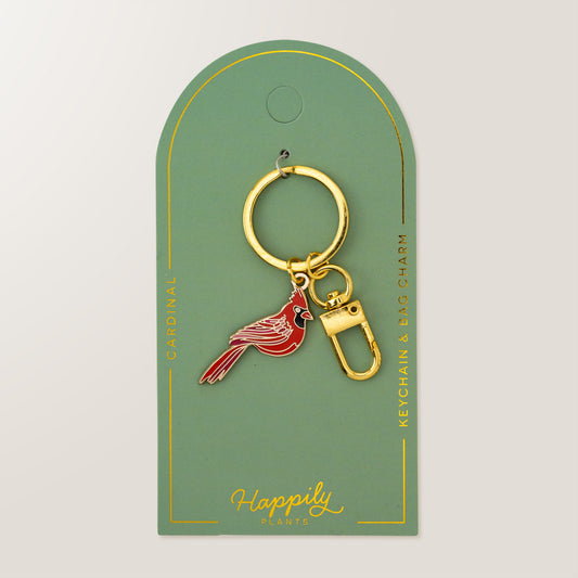 Red Cardinal Enamel Keychain and Bag Charm