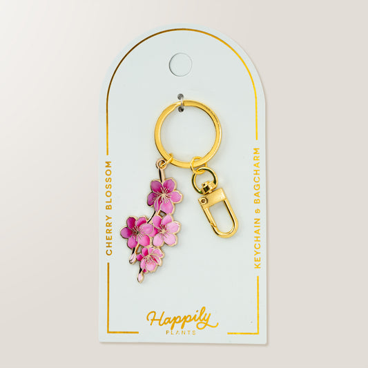 Cherry Blossom Enamel Keychain & Bag Charm