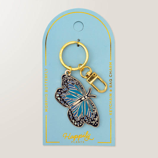 Blue Morpho Butterfly Enamel Keychain