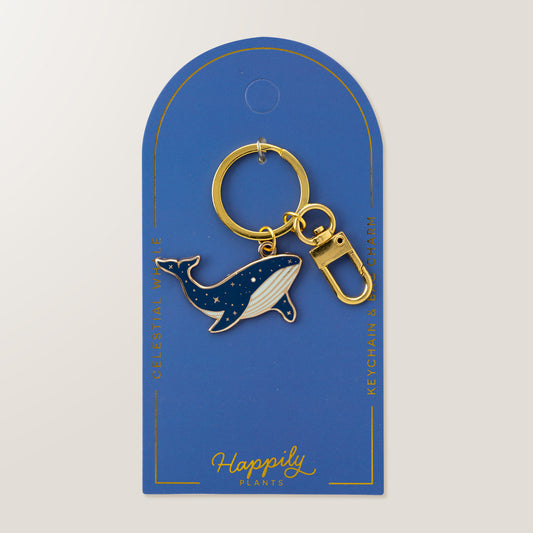Celestial Whale Enamel Keychain Charm