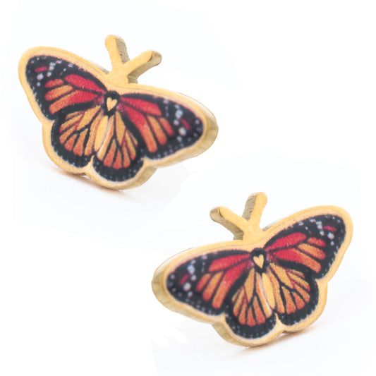 Monarch Butterfly Earring Stud 18K Gold Plated