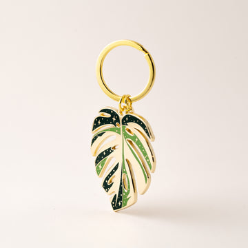 Monstera Thai Constellation Plant Keychain Charm