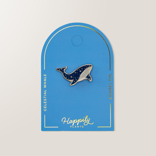Blue Whale with Stars Lapel Enamel Pin