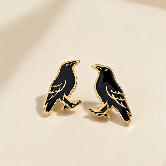 Raven Earring Studs 18k Gold Plated