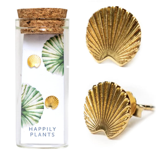 Palm Leaf Stud Earrings - 18k Gold Plated