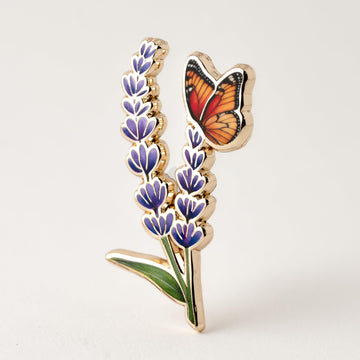 Lavender Pin & Butterfly Flower Enamel Pin
