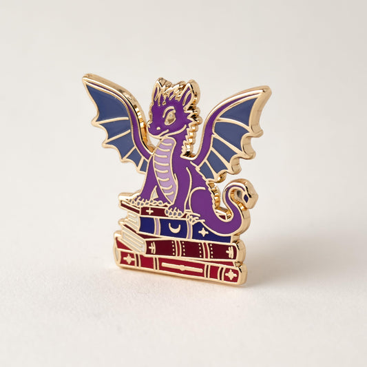 Fantasy Dragon Book Lovers Enamel Pin