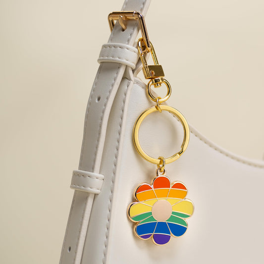 Pride Rainbow Flower Enamel Keychain & Bag Charm
